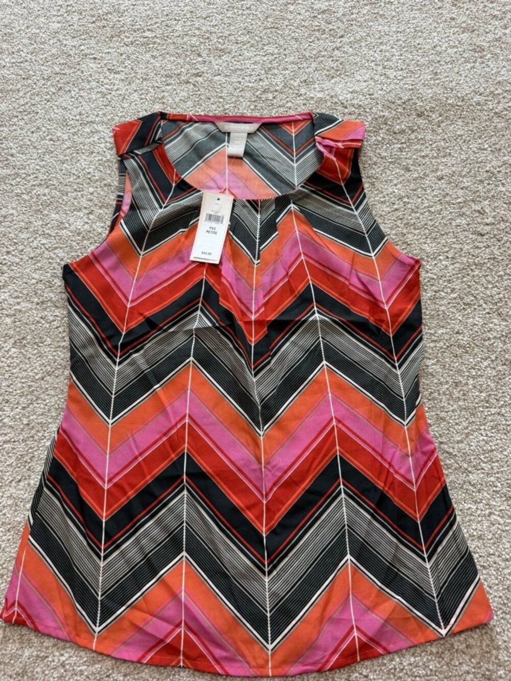 Banana Republic Petite Geometric Chevron Sleeveless Blouse Top Women’s PXS